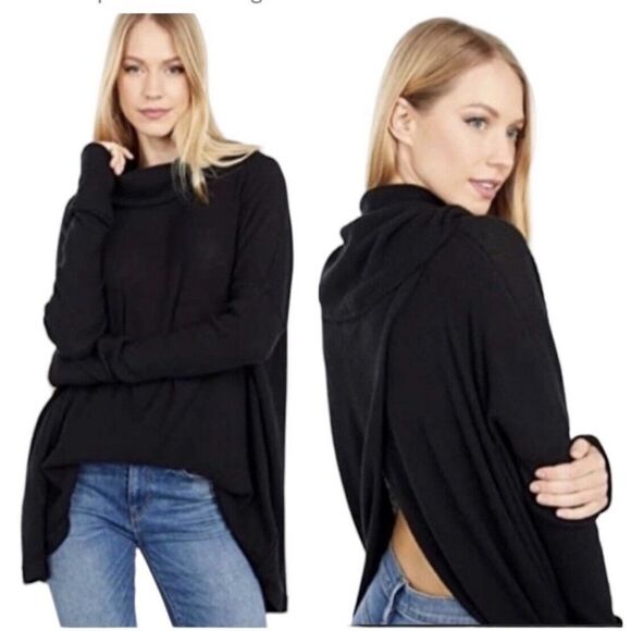 Free People Juicy Long Sleeve Waffle Weave Split Back top versatile, slimming - Picture 1 of 5